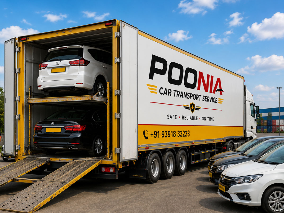 Multiple vehicles loaded on a multi car carrier truck